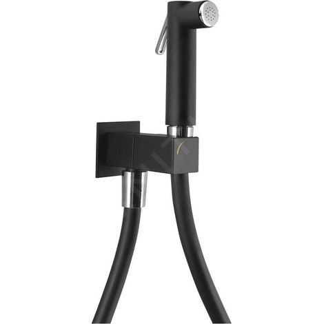Sapho - Robinet mural avec douchette à main pour bidet, carré, noir mat SG108NE (1/5)