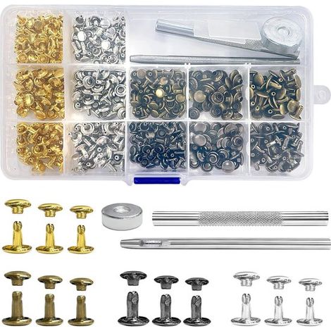 240-teiliges Ledernieten-Set – Nieten- und Zangenset, 4 Farben, geeignet für Heimwerkerprojekte
