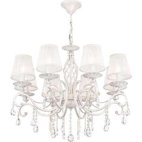 Grace Lustre blanc avec or et cristal, avec abat-jour, 8 lumières, E14 (1/5)