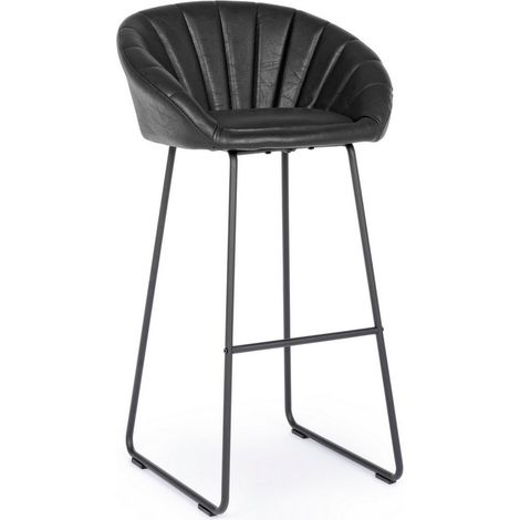 Sgabello bar in ecopelle vintage nero Jacky Bizzotto (1/5)