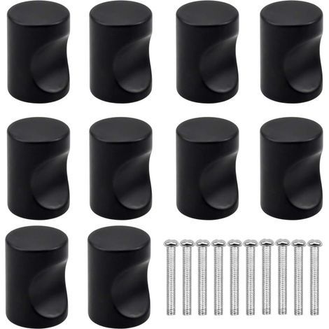 10PCS Noir Tiroir de Porte Poignée, Bouton de Meubles, Unique Trou Rond Boutons de Tiroir, Moderne Boutons de Porte, Poignées de Meuble pour Placard Armoire Cuisine, Chambre d'enfant (1/5)