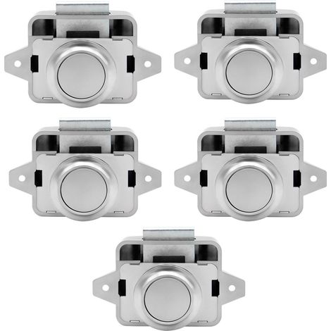 Loquet À Bouton-Pression - Verrou D'armoire Pour Camping-Car RV Yacht Moto - Distance Trou De Fixation 65 Mm - Diamètre Trou Porte 26 Mm - Épaisseur Panneau 15 À 18 Mm - Lot De 5
