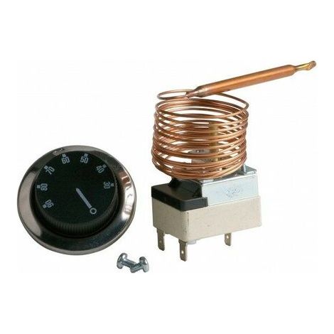 Aquastat de régulation à bulbe TUVDT – Réglage 30-90°C – Longueur capillaire 2 m – Diamètre bulbe 6 mm – Longueur bulbe 100 mm