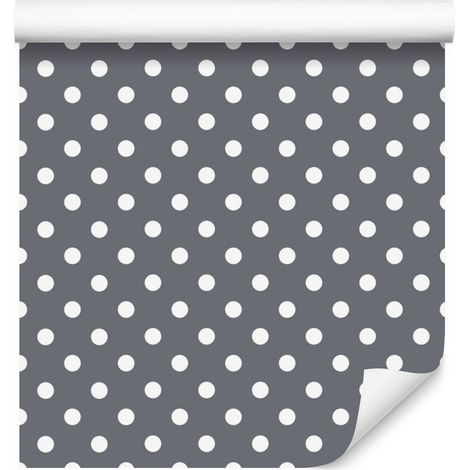 Papier peint à pois gris, centre gris pour salon et chambre 50x1000 cm (1/5)