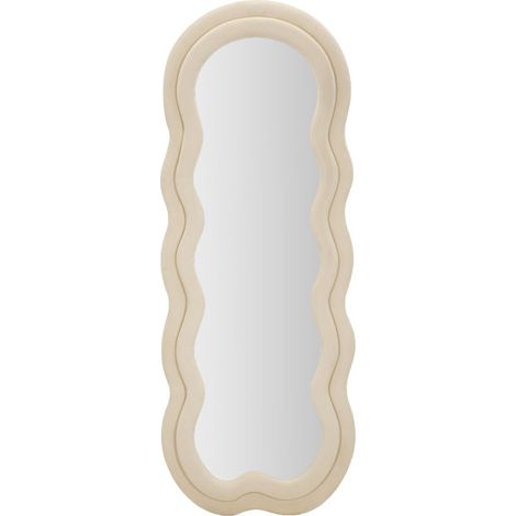 Miroir Mural en Velours "Wavy" 160cm Crème (1/5)