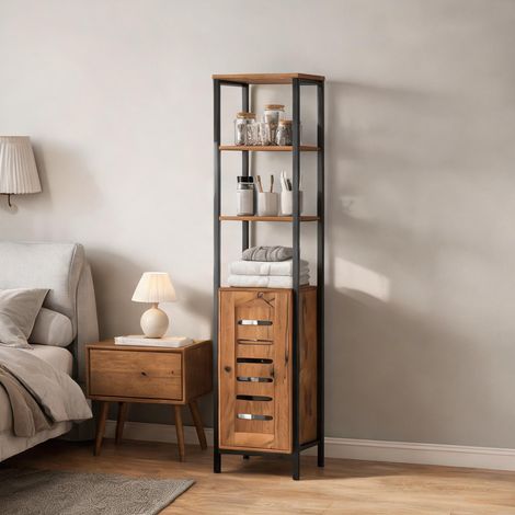 Armoire de rangement 3 niveaux à fermeture automatique marron (1/5)