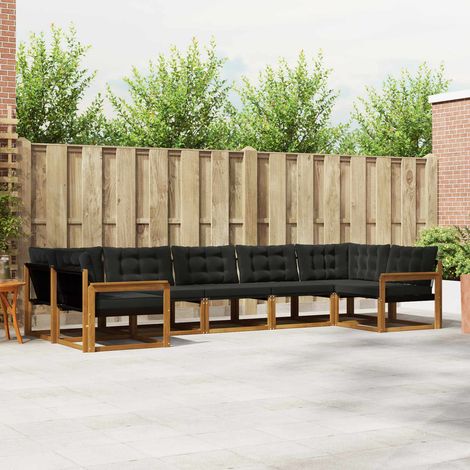 vidaXL Outdoor-Sofagarnitur mit Kissen 7 pcs Natürlich und Schwarz (1/5)