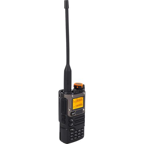 Radio bidirectionnelle UHF/VHF/AM/FM, 200 canaux, 4 W, batterie 1600 mAh, portable, idéale pour le camping, la randonnée et le travail en extérieur (prise européenne 110-240 V). (1/5)