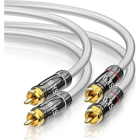 Câble RCA Audio stéréo analogique - Câble 2RCA mâles vers 2RCA mâles, Cuivre OFC, Blindage, Compatible avec Lecteur DVD, Platine CD, Haut Parleur, Home Cinéma Chaîne HiFi - 1m (1/5)