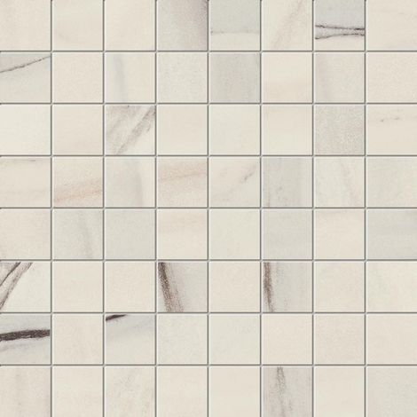 Mosaïque effet Marbre Blanc Aurora 3,5x3,5 cm Quadra 30x30x0,9 cm Mat Magnaro - Sol et mur intérieur (vendu par carton de 0,9 m²) - RO'MA CARRELAGE