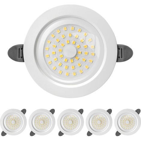 Spot LED Encastrable, IP44 Spot led Interieur, Spot Encastré Extra Plat 28mm, 9W 900lumen Equivalent 90W Incandescence, Blanc Chaud 3000K, pour Salle de Bain, Salon, Cuisine, Lot de 6 (1/5)