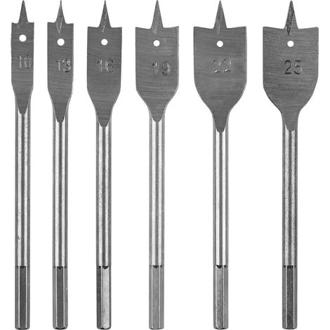 Brocas de pala para madera: 10, 13, 16, 19, 22, 25 mm, juego de 6. (1/5)
