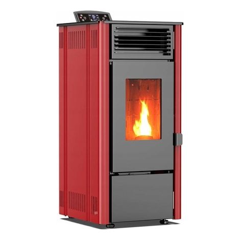 THUNDER SOPHIA-RED Pelletofen 8,1 kW Freistehend mit WLAN Fernbedienung Rauchrohrset Ecodesign (1/5)