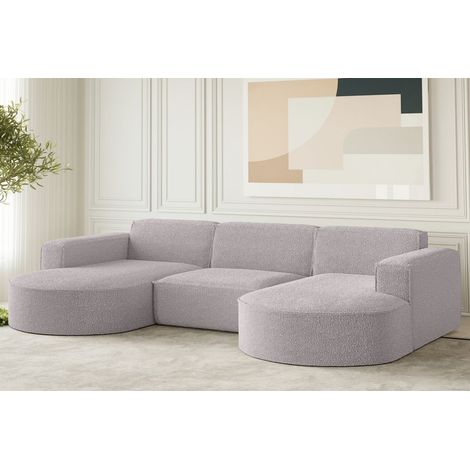 Wohnlandschaft U-Form Sofa PALMA in Stoff Ascot Rose