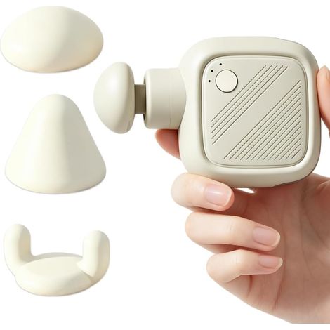 Mini Pistolet de Massage Sans Fil, Masseur de Sport Électrique avec 3 Embouts en Silicone pour Soulager Tensions dans Épaules, Cou, Dos et Bras, 3 Niveaux D'intensité (1/5)