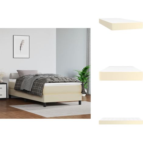 Matelas de lit à ressorts ensachés Crème 90x200x20cm Similicuir - Matelas - Matelas À Ressorts Ensachés - Matelas Crème - Matelas Simili Cuir - Literie (1/5)