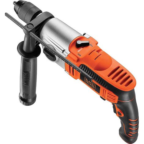 Black & Decker – Perceuse à percussion 850W 62Nm KR8542K – Mandrin autoserrant 13mm – 2 vitesses – Coffret inclus – Pour maçonnerie et bois dur - KR8542K-QS (1/8)