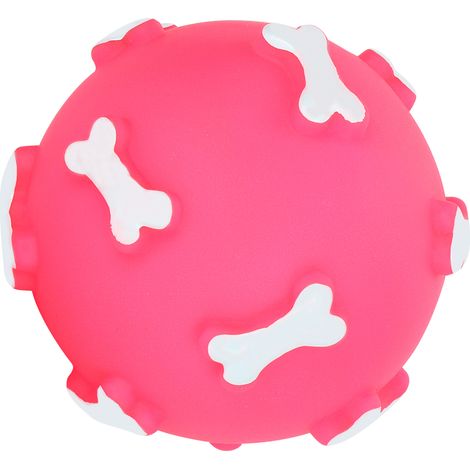 Balle à mâcher couineuse en vinyle non toxique pour chien, jouet de dentition propre, accessoire pour animaux de compagnie (rose) (1/5)