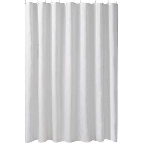 Rideau De Douche - 80 X 180 Cm - Polyester - Blanc - Pour Salle De Bain - 1 Piece (1/5)