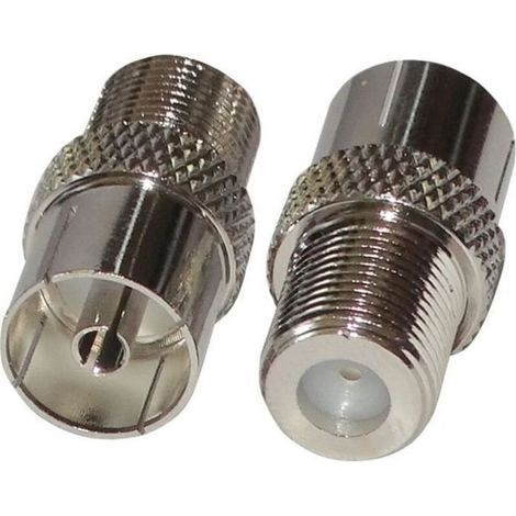 : 2x Connecteur prise adaptateur fiche F femelle - antenne TV 9,5mm femelle