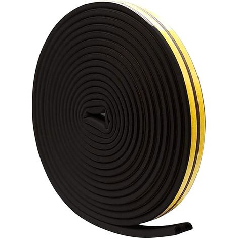 Bande d'étanchéité Autocollante pour Portes et Fenêtres,type D 9mmx6mm Bandes de Joint,Bandes de Caoutchouc Insonorisées pour Fenêtres Bande d'impact (6m) noir (1/5)