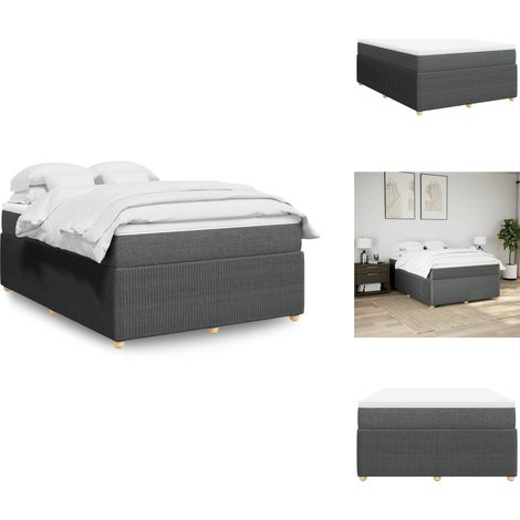 Sommier à lattes de lit avec matelas Gris foncé 160x200cm Tissu - Sommier À Lattes De Lit - Sommiers À Lattes De Lit - Lit - Meuble De Chambre À Coucher (1/5)