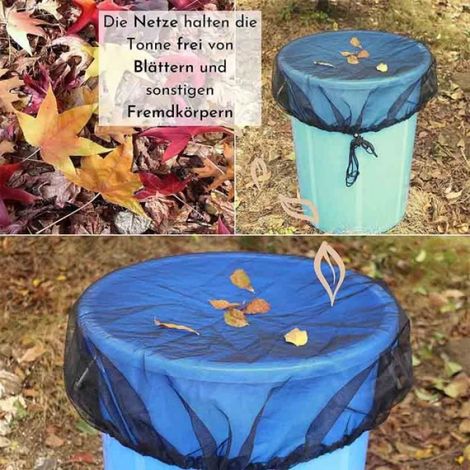 Housse pour 95 cm - Filet pour tonneau de Pluie avec Cordon de Serrage - Protection Contre Les Feuilles, Les moustiques (1/4)