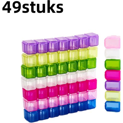 Lot de 49 boîtes et accessoires de rangement pour médicaments bijoux et petits objets avec mini piluliers portables violet (1/5)