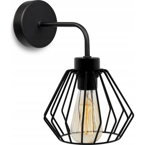 ELEGANTE LAMPADA DA PARETE RETRO IN FILO NERO LOFT (1/5)