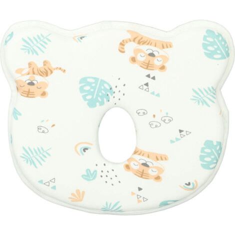 Oreiller Anti-Tête Plate pour Bébé avec Imprimé Tigre, Coussin de Sommeil en Coton Doux Motif Cartoon (1/5)