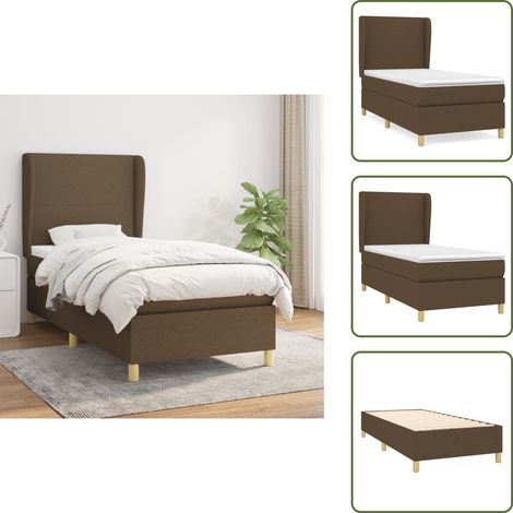 The Living Store Sommier à lattes de lit avec matelas Marron foncé 90x200 cm - Lit Double - Lit Plateforme - Matelas À Ressorts Ensachés - Literie - Chambre À Coucher