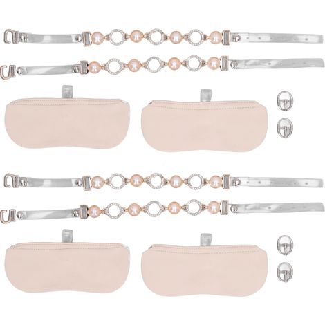 2 paires de sangles à chaussures amovibles, perles artificielles douces et discrètes, bande transparente anti-chute talon cheville (1/5)