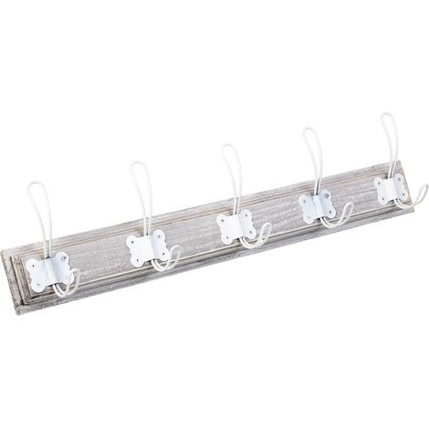 Percha de pared de madera con 5 ganchos 63x2.3x8h cm