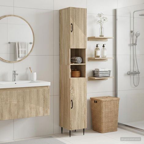 vidaXL Armadio da Bagno con Ripiano Aperto HAARLEM Rovere Sonoma (1/5)
