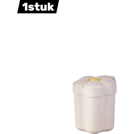 Mini poubelle avec couvercle pour chambre bureau et petits espaces avec motif tournesol décoratif 1 pièce couleur blanche (1/4)