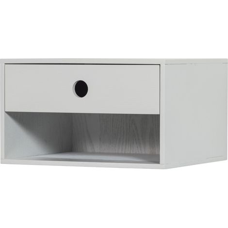 Chevet suspendu 1 tiroir 34x30x20 cm décor gris clair (1/5)