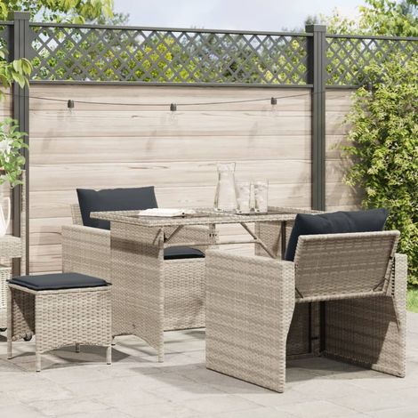 Set de sofás de jardín 4 pzas y cojines ratán sintético gris vidaXL (1/5)