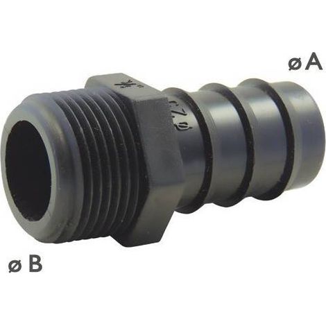 Embout mâle cannelé 16mm x 3/4'' – Raccord rapide pour tuyaux souples – Fixation optimale sous pression – Résistance UV et thermique – Ezfitt