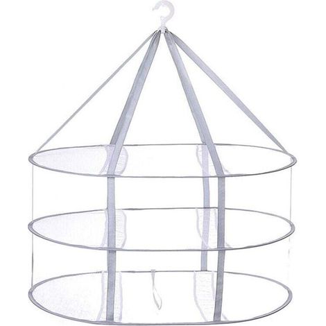 Filet de séchage pliable en maille avec 3 niveaux pour pull, délicat, maillot de bain, t-shirt, fruits secs, surface de séchage coupe-vent en maille avec bande de fixation robuste