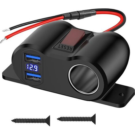 QC3.0 USB 3.0 Zigarettenanzünder-Splitter mit Voltmeter, 12V Kfz-Ladegerät-Netzteil für Motorrad, Boot und LKW