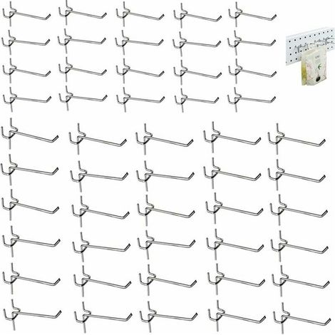 50 Pièces Crochet Mural Perforé, Mur Perforé à Crochet Simple, Crochets Panneaux Perforés, Crochet D'accessoire Mural Perforé, pour Panneau Perforé Porte Panneau Mural, Magasin, 3.3mm, 5cm/10cm,Starli (1/5)