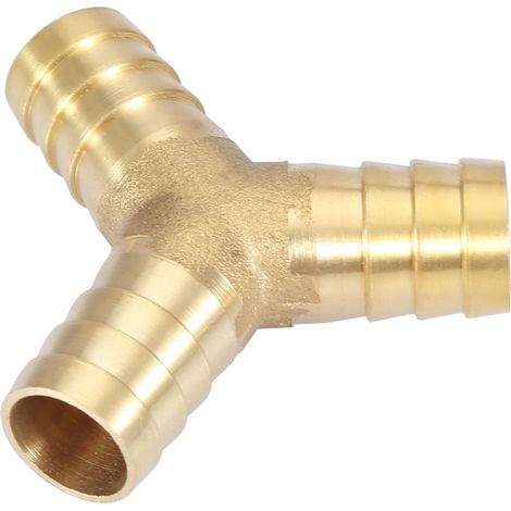 Raccord de tuyau en Y à 3 voies en laiton avec embout cannelé, pour air, eau et gaz (diamètre extérieur 16 mm, 1 pièce) (1/4)