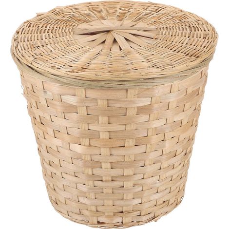 Panier tressé en bambou, couleurs assorties, avec couvercle, pour ranger fruits, usage maison ou campagne (1/5)