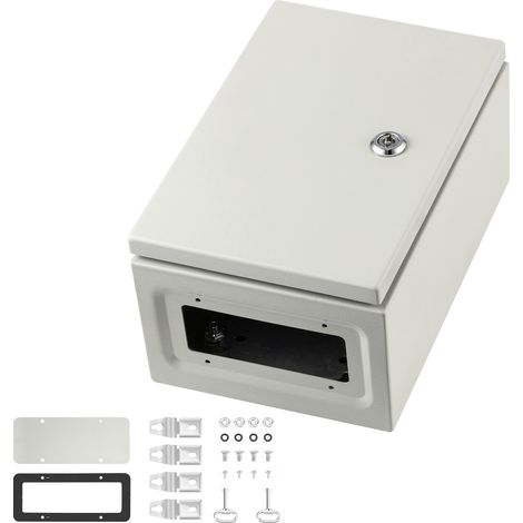 Mophorn NEMA 4X Stahlgehäuse, 12 x 8 x 6 Zoll, IP66 wasserdicht, Außen-/Innen-Schaltkasten, Stahlmaterial, Farbe Grau, mit Montageplatte (1/5)