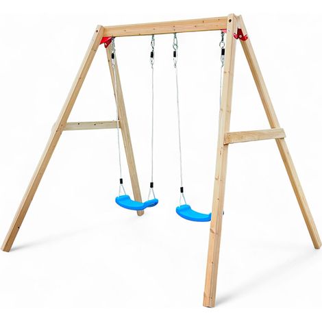 Altalena Doppia in Legno GINGER HOME per Bambini da Giardino, 225×200×201 cm (1/5)