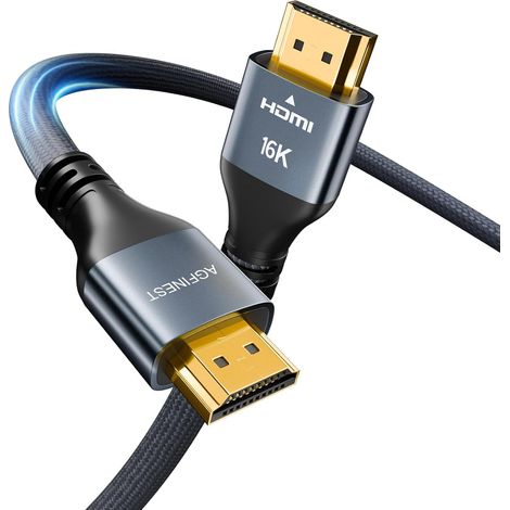Câble HDMI 2.2 96 Gbps 1m, 16K@60Hz 12K@120Hz 10K@120Hz 8K@240Hz 4K@480Hz HDR eARC VRR Haute Vitesse pour PS5, Xbox Series X/S, PC Gamer, Carte Graphique, TV, Soundbar, Moniteur et Projecteur (1/5)
