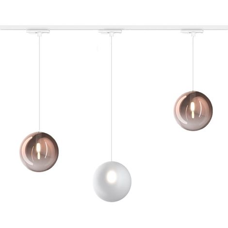 Binario top light mono 1184 eclipse bf-ra bianco g9 led lampada soffitto moderna sfera vetro bianco rame