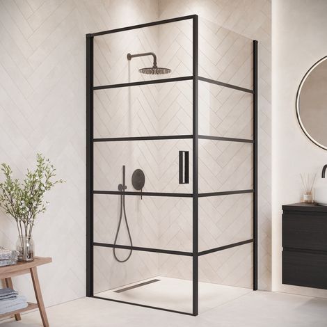 Badplaats Cabine de Douche Alava - 80 x 100 x 190 cm - Noir avec (1/5)