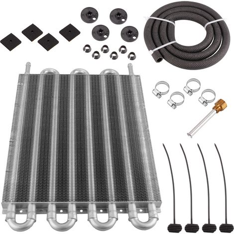 Universal car modification parts: air conditioning pipes with condenser, transmission radiator, 4-row, 6-row, 8-row oil cooler - 8-row - silver (1/4)
