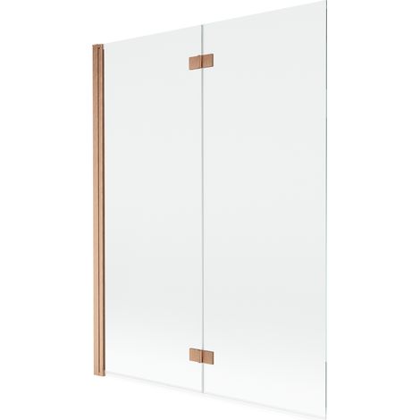 Mexen Mist Duschwand für Badewanne 2-flügelig links 130 x 150 cm, transparent, gebürstetes Kupfer - 8A9-130-002-65-00-L (1/5)
